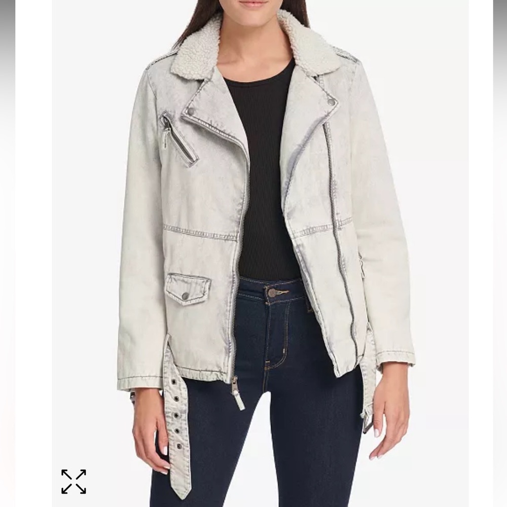 NWT Levi's Oversized Acid Wash Cotton Moto Jacket‎ DENIM SIZE S